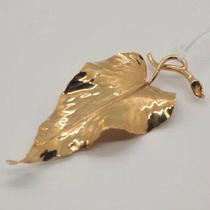14k Yellow Gold Leaf Brooch